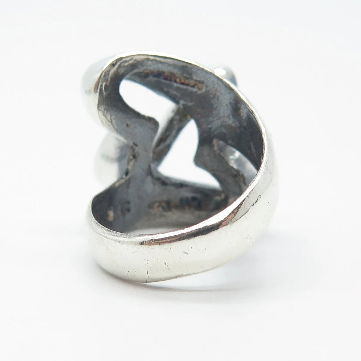 925 Sterling Silver Vintage Mexico Double Heart Ring Size 6.25