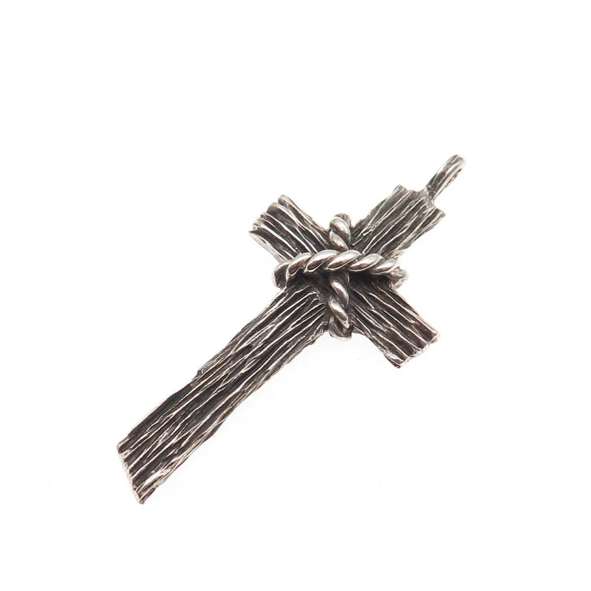 925 Sterling Silver Vintage Cross Oxidized Charm Pendant