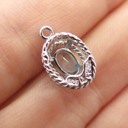 ROSS SIMONS 925 Sterling Silver Real Blue Topaz Minimalist Charm Pendant