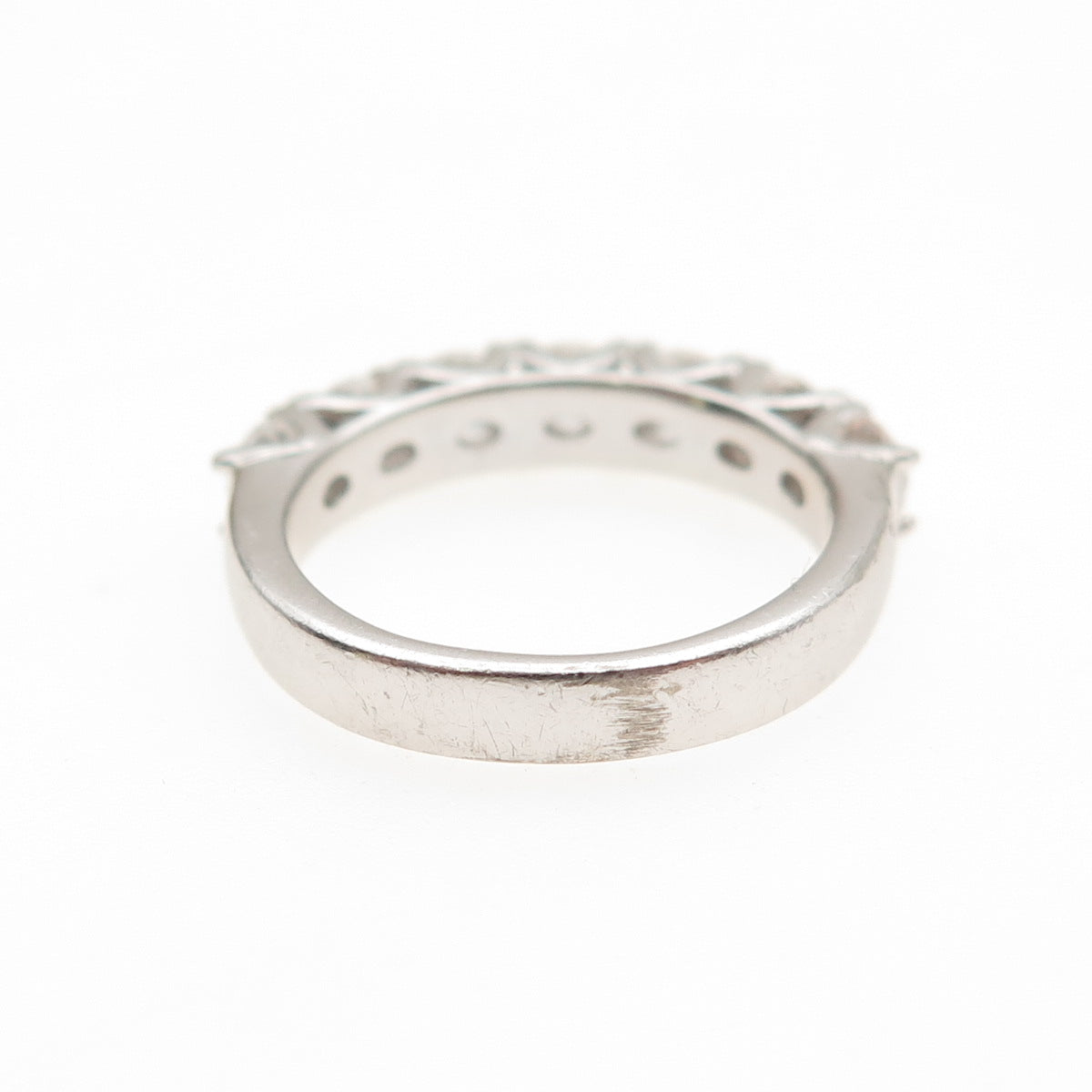 925 Sterling Silver Round-Cut C Z Half Eternity Band Ring Size 5