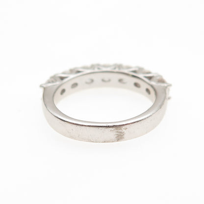 925 Sterling Silver Round-Cut C Z Half Eternity Band Ring Size 5