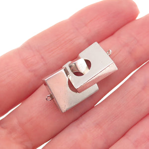 925 Sterling Silver Vintage Bracelet / Necklace Modernist Hook Lock Clasp