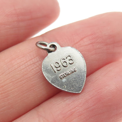 925 Sterling Silver Vintage 1963 Beta Sigma Phi Heart Minimalist Charm Pendant