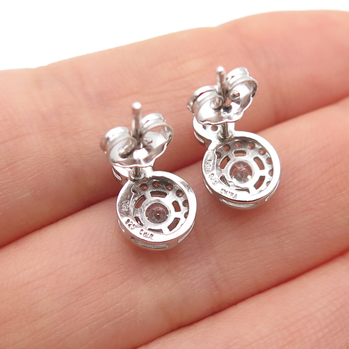 925 Sterling Silver Round-Cut C Z Sparkle Drop Earrings