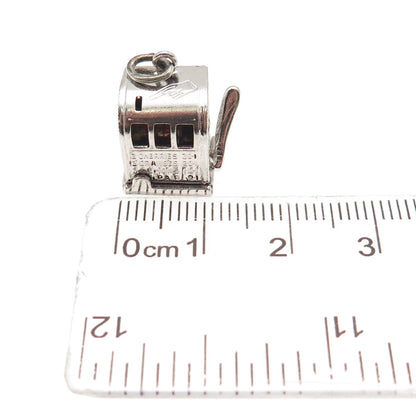 925 Sterling Silver Antique Art Deco Casino Slot Machine 3D Mini Charm Pendant