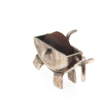 Silco 925 Sterling Silver Vintage Mexico Grinding Stone Wheel Mini Charm Pendant