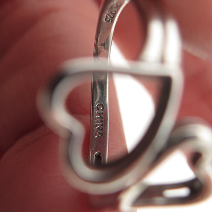 RL Richline 925 Sterling Silver Vintage Open Heart Bypass Ring Size 6.5