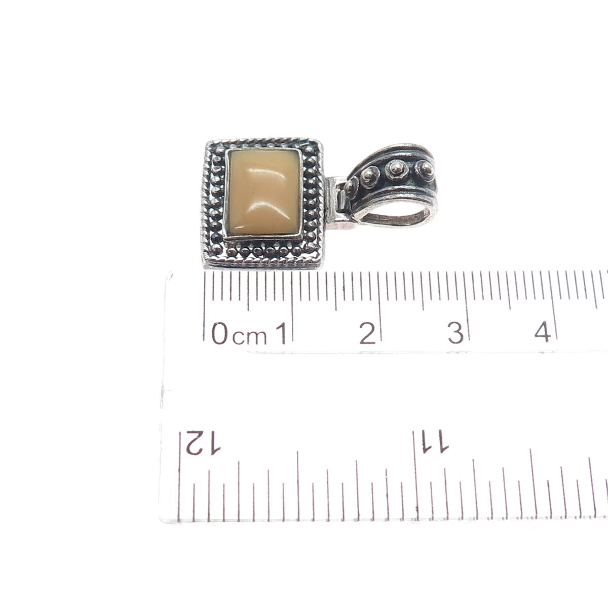925 Sterling Silver Vintage Real Jasper Beaded Oxidized Charm Pendant
