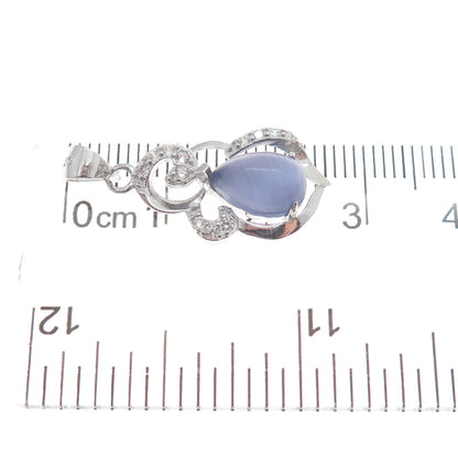 925 Sterling Silver Real Lavender Jade & C Z Minimalist Charm Pendant