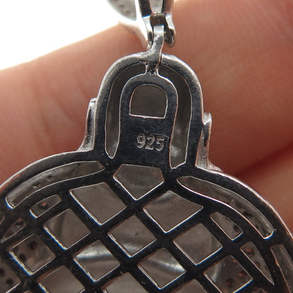 925 Sterling Silver Round-Cut C Z Buddha Charm Pendant