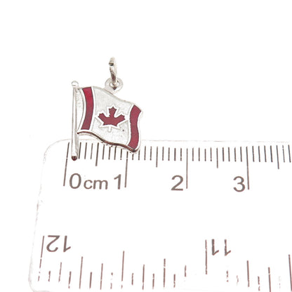 BREADNER CO. Sterling Silver Vintage Enamel Flag of Canada Mini Charm Pendant