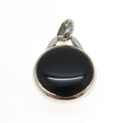 925 Sterling Silver Vintage Mother-of-Pearl & Black Onyx Gems Reversible Pendant