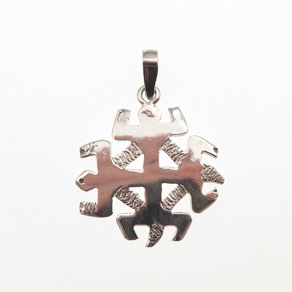 925 Sterling Silver Vintage Jerusalem Cross Oxidized Charm Pendant
