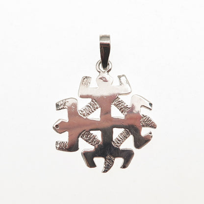 925 Sterling Silver Vintage Jerusalem Cross Oxidized Charm Pendant