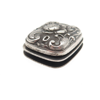 Gorham 925 Sterling Silver Antique Art Deco Floral Oxidized Clip Button #209