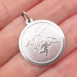 Rembrandt 925 Sterling Silver Vintage I Love You Cupid Charm Pendant