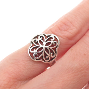 925 Sterling Silver Vintage Heart Cross Oxidized Ring Size 3.75