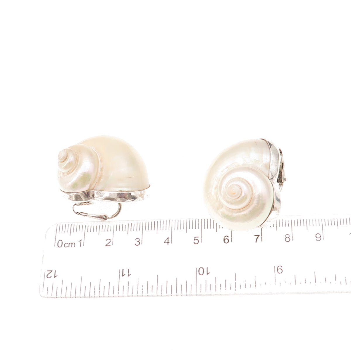 Betsy Fuller Sterling Silver Vintage 1986 Seashell Modernist Clip On Earrings