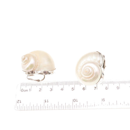 Betsy Fuller Sterling Silver Vintage 1986 Seashell Modernist Clip On Earrings