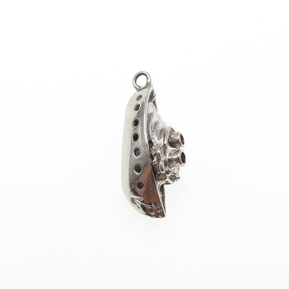 925 Sterling Silver Antique Art Deco Bon Voyage Cruise Ship Mini 3D Pendant