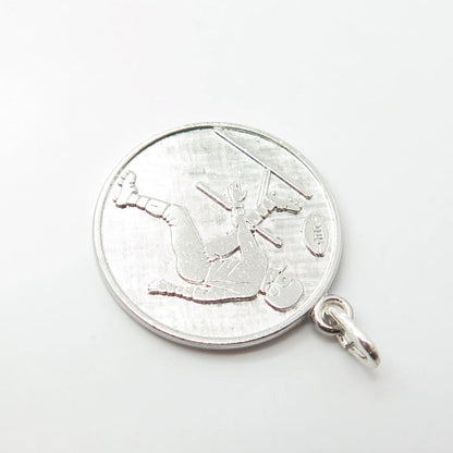 925 Sterling Silver Vintage Wells American Football Player Charm Pendant