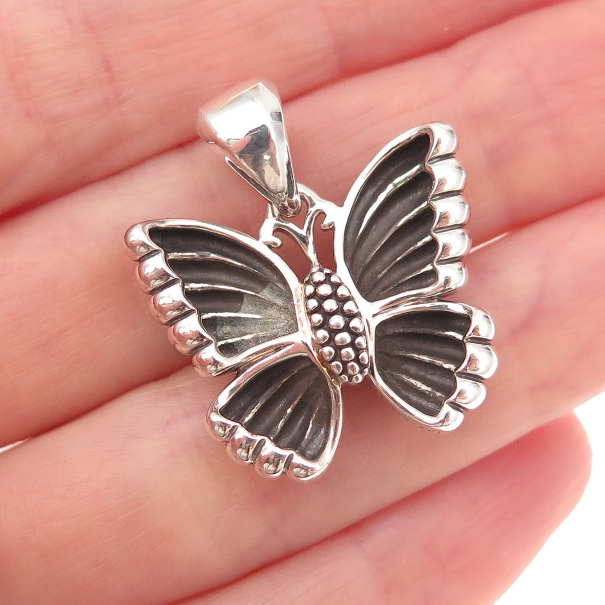 Lagos 925 Sterling Silver Vintage Butterfly Oxidized Charm Pendant