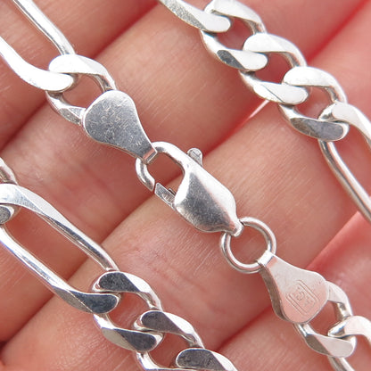 925 Sterling Silver Vintage Italy Figaro Chain Necklace 20"