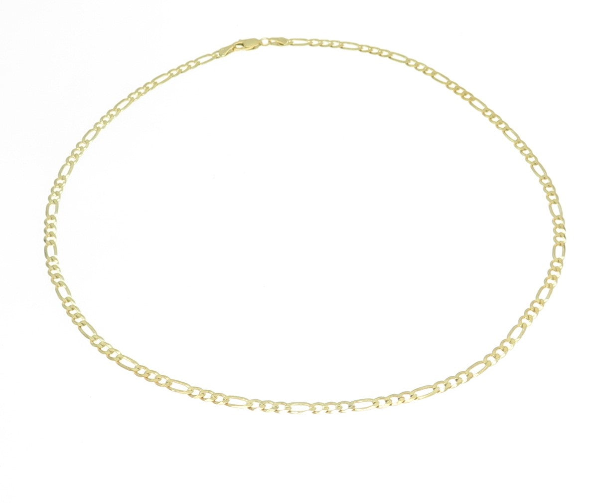 925 Sterling Silver Gold Plated Italy Figaro Chain Necklace 18"