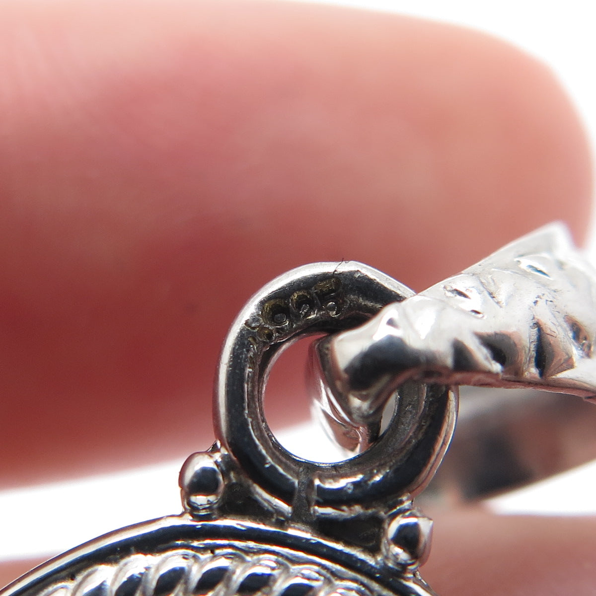 925 Sterling Silver Vintage Real Agate Charm Pendant