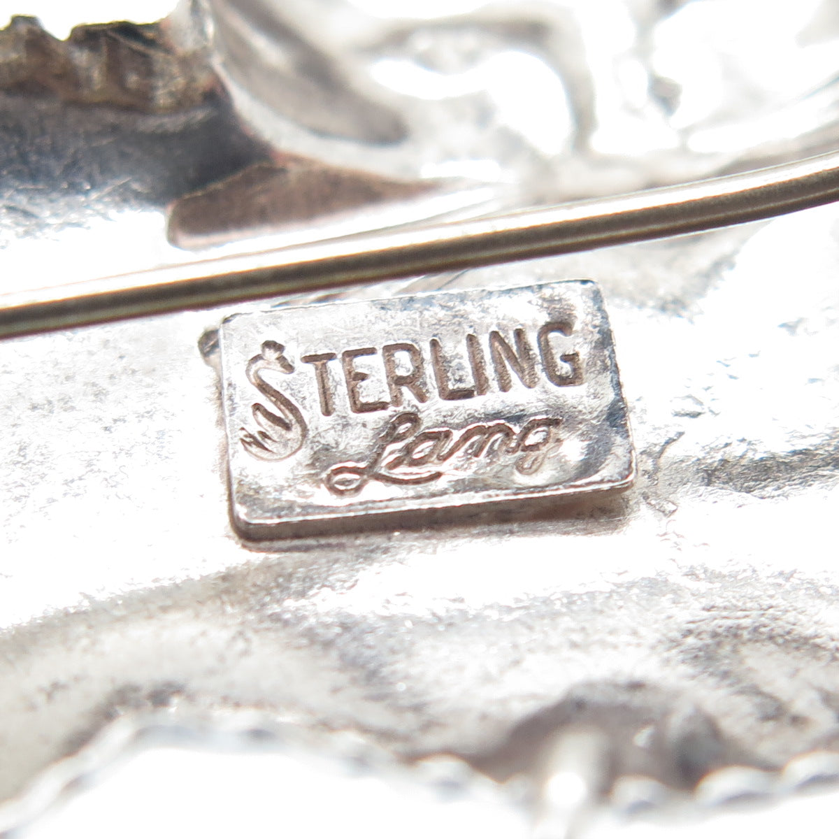 LANG 925 Sterling Silver Antique Art Deco Playing Cat Pin Brooch