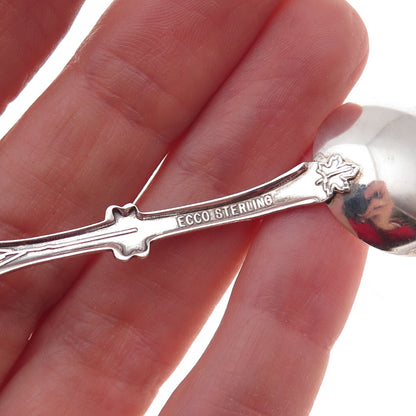 Ecco 925 Sterling Silver Antique Art Deco Enamel Canada Maple Leaf Coffee Spoon