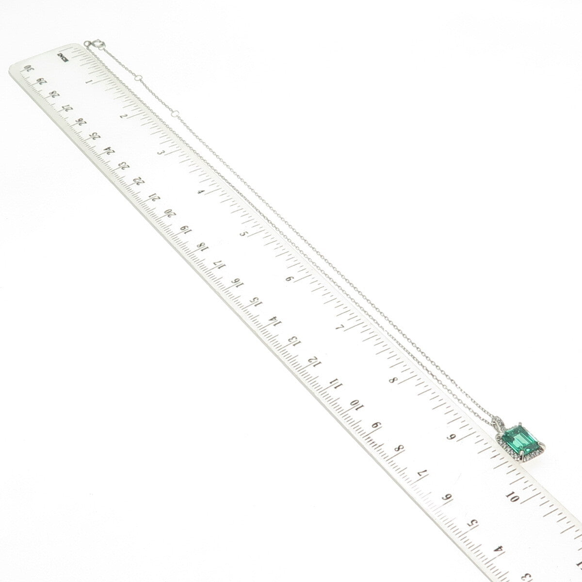 925 Sterling Silver Emerald & Round-Cut C Z Cable Chain Necklace 16-18"