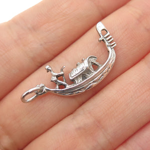 800 Silver Antique Art Deco Venetian Gondola Charm Pendant