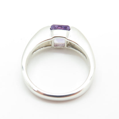 925 Sterling Silver Vintage Real Amethyst Gemstone Ring Size 8.25