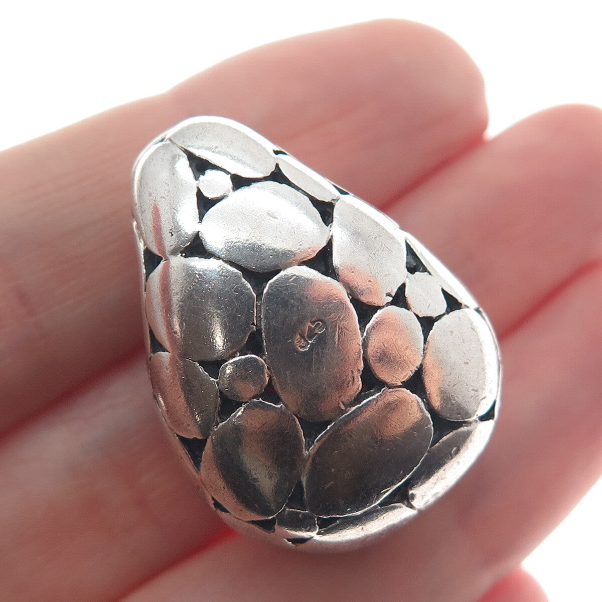 925 Sterling Silver Vintage Modernist Kali Oxidized Slide Pendant