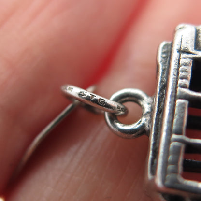 925 Sterling Silver Vintage Carriage Park City Utah Oxidized Mini 3D Pendant