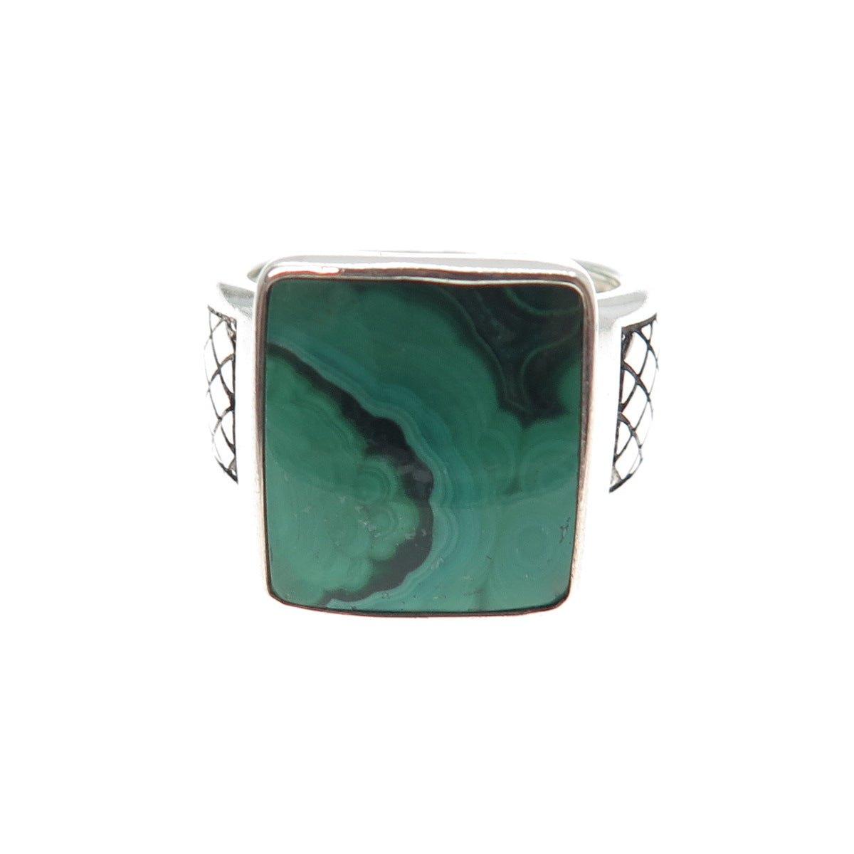 PHLD PlayHardLookDope 925 Sterling Silver Real Malachite Ring Size 10.75