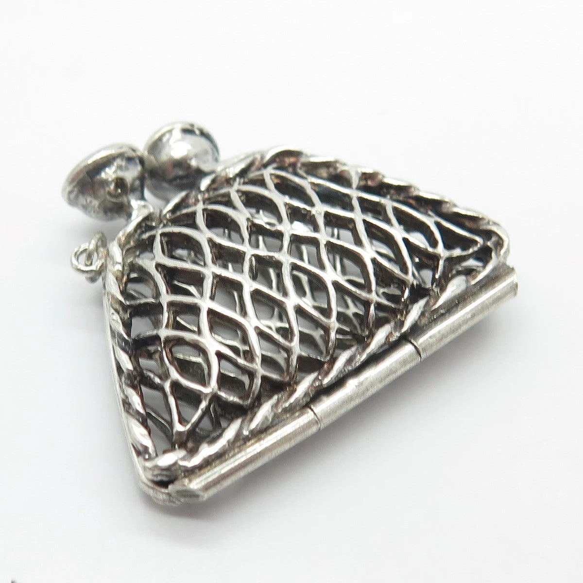 925 Sterling Silver Vintage C Z Ladies Pouch Necklace Central Part