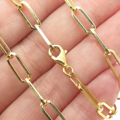 925 Sterling Silver Gold Plated C Z Good Luck Paperclip Chain Necklace 16"