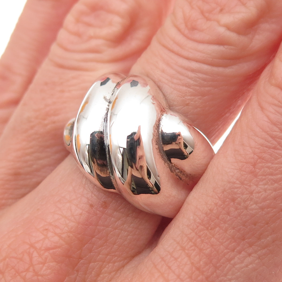 Joseph Esposito 925 Sterling Silver Vintage Modernist Oxidized Ring Size 9.25