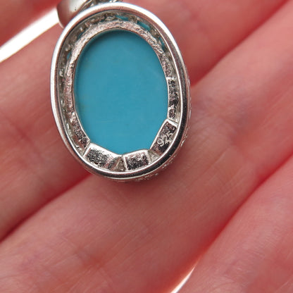 925 Sterling Silver Real Cabochon Turquoise Charm Pendant