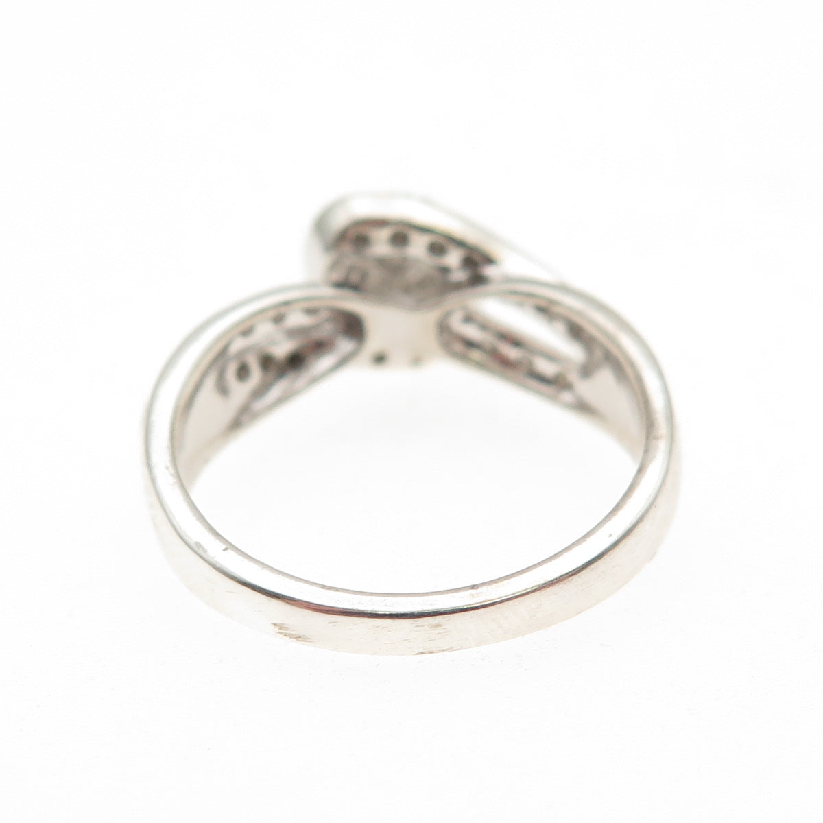 925 Sterling Silver Real Round-Cut Diamond Engagement Ring Size 7