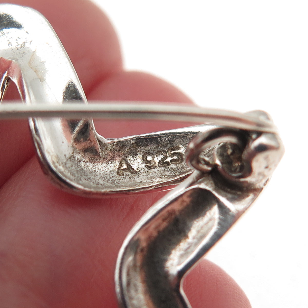 925 Sterling Silver Vintage Modenrist Star Oxidized Pin Brooch