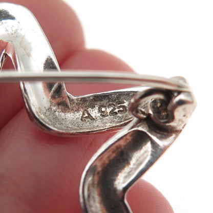 925 Sterling Silver Vintage Modenrist Star Oxidized Pin Brooch