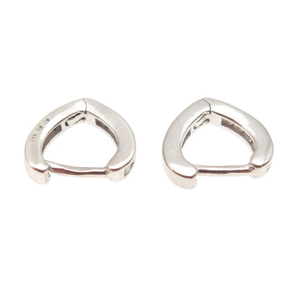 925 Sterling Silver Round-Cut C Z Heart Hoop Earrings