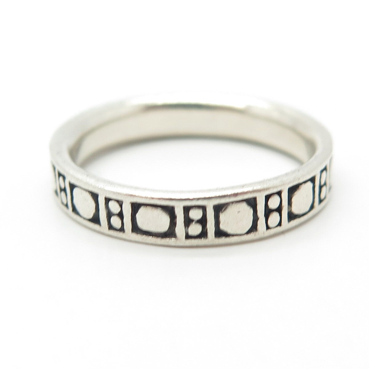 925 Sterling Silver Vintage Dotted Band Ring Size 8