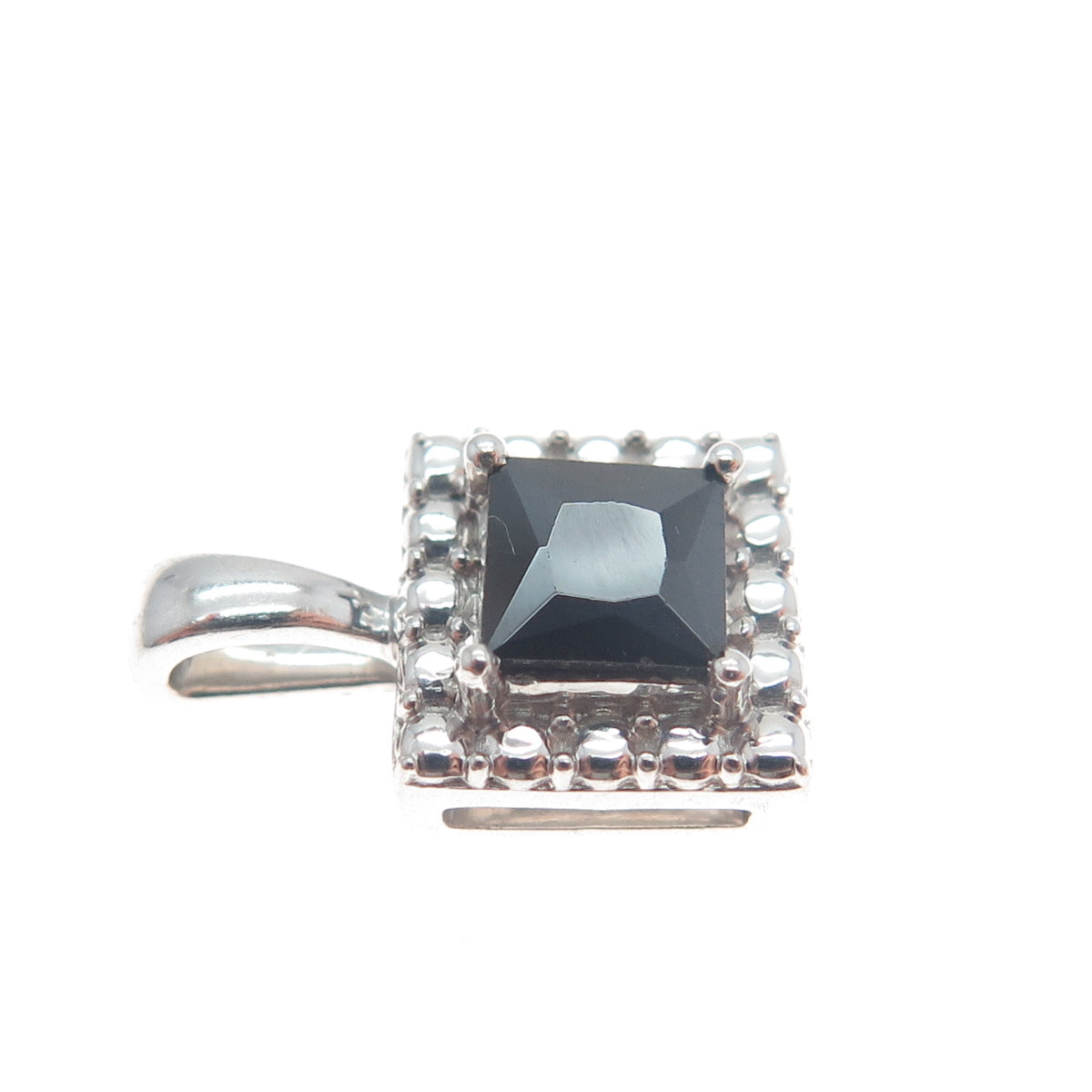 925 Sterling Silver Real Black Spinel Gemstone Minimalist Pendant