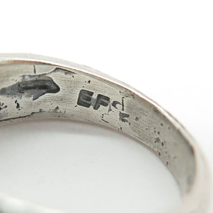 925 Sterling Silver Vintage EFS Mexico Modernist Oxidized Ring Size 6.25