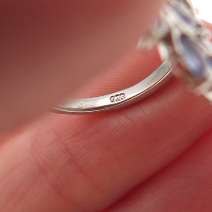 Chuck Clemency 925 Sterling Silver Real Marquise-Cut Tanzanite Ring Size 5.25