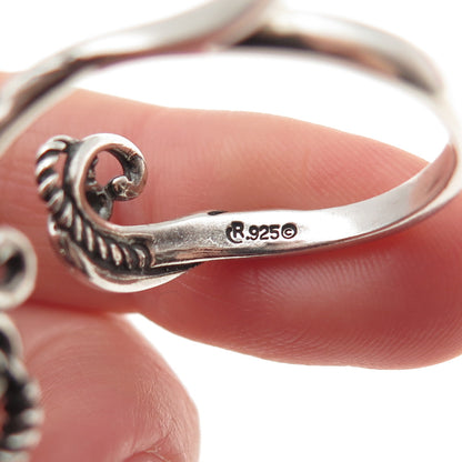 Carolyn Pollack Sterling Silver Vintage Adjustable 2-Finger Ring Size 10.5 / 11